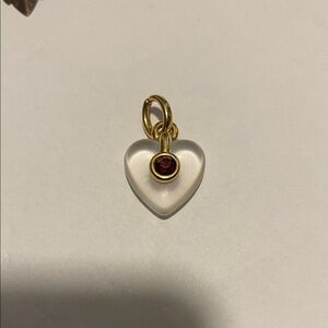 Clear Heart Pendant with Gold Accents and Pink Stone
